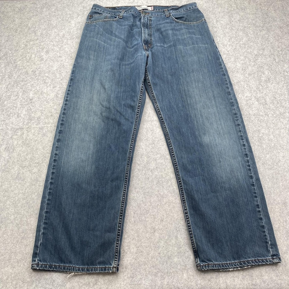 Levis 569 Jeans Mens 38x32 (36x30) Blue Loose Straight Relaxed Fit Pants *Frayed